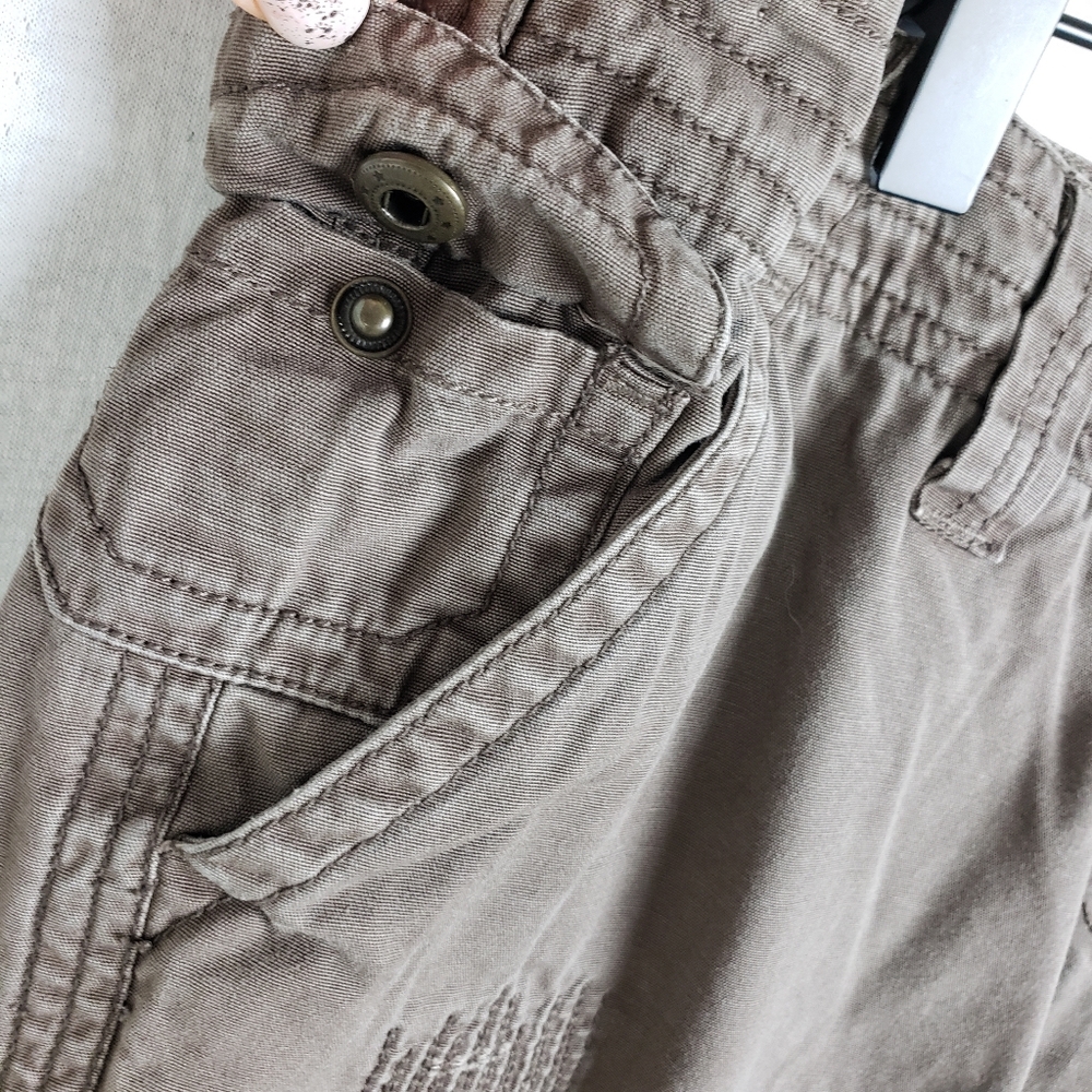 Vintage Y2K Picasso Pants Cargo Baggy Low Rise Relaxed Distressed Taupe Brown L - Picture 11 of 13